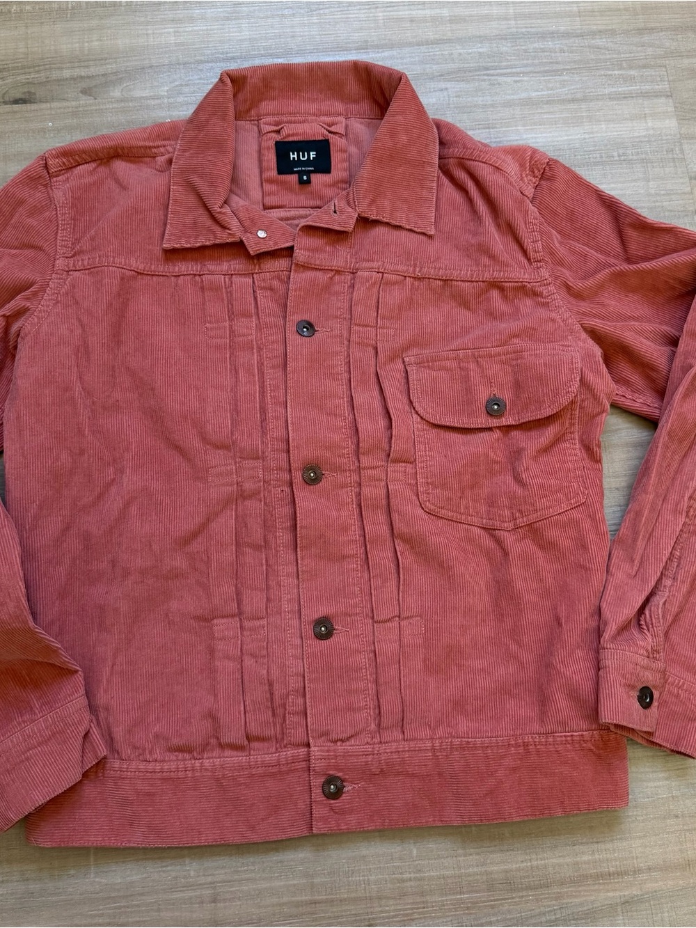 Men’s HUF Corduroy Shirt Jacket in Salmon